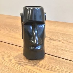 Vintage Maoi Easter Island Head Tiki Mug Black Satin Otagiri OMC Japan